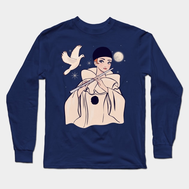 Pierrot  manga version and dove Long Sleeve T-Shirt by Mimie20